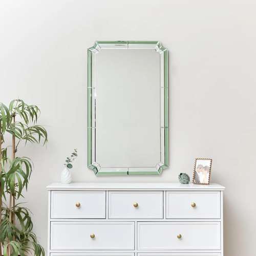 Rectangle green glass art deco - glass,