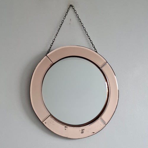 Art deco round convex mirror - art,