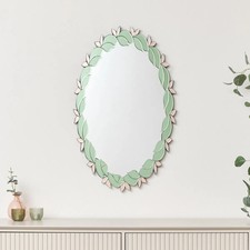 Pink & Green Oval Floral Art