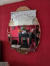 Art Deco Mirror. Peach Glass